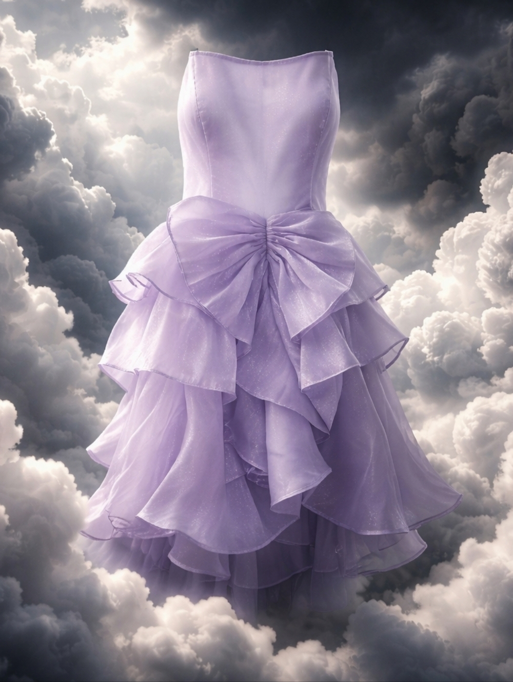 Storia Lilac Strapless Ruffle Tulle Dress. Size M New With Tags